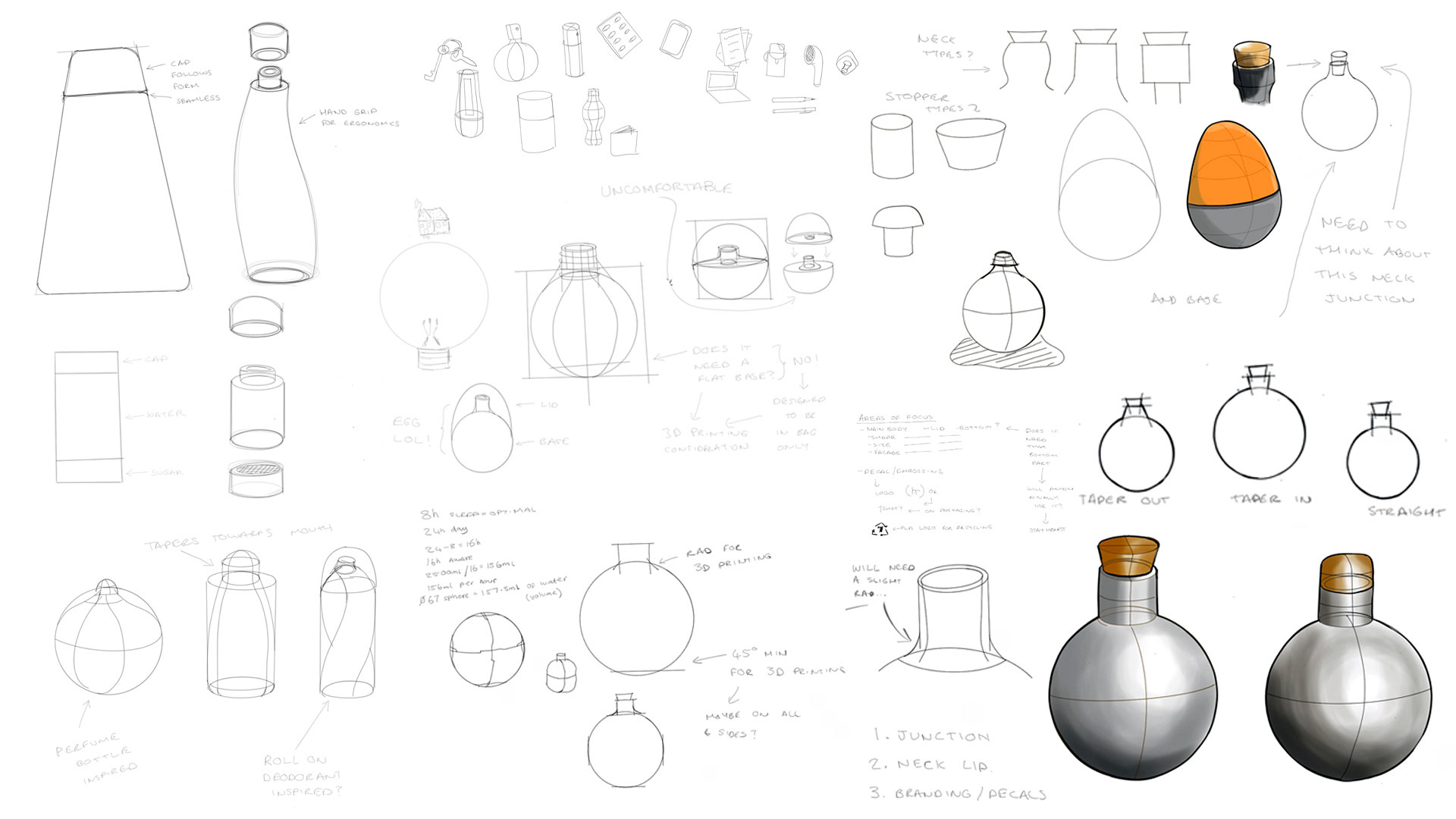 Sketches of Drop water bottle